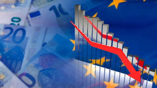 Euro Bayrak Arkaplan Oluşturma Üzerine Grafiği Oku — Stok fotoğraf