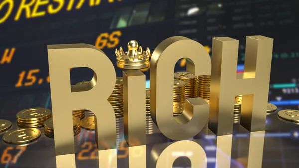 Oro Rico Monedas Para Concepto Negocio Renderizado — Foto de Stock