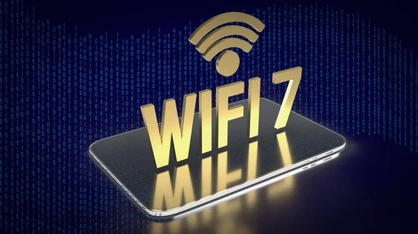 gold wifi 7 on tablet  for technology concept 3d rendering