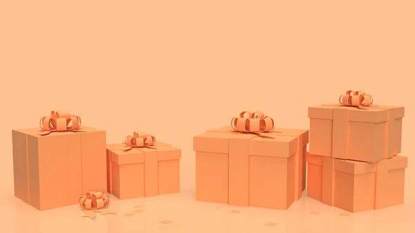Orange Geschenkbox Auf Weißem Hintergrund Rendering — Stockfoto