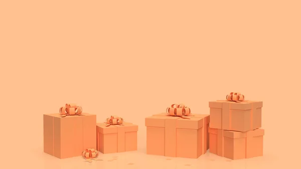 Πορτοκαλί Κουτί Δώρου Λευκό Φόντο Απόδοση — Φωτογραφία Αρχείου