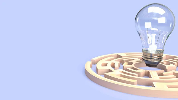 商务概念迷宫中的灯泡3D渲染 — 图库照片