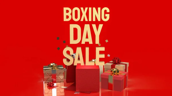 Caixa Presente Texto Dourado Boxing Day Venda Para Negócios Publicidade — Fotografia de Stock