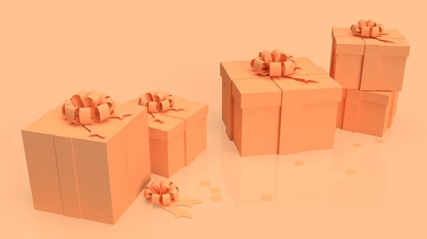 Orange Geschenkbox Auf Weißem Hintergrund Rendering — Stockfoto