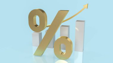 Faiz oranı veya vergi konsepti için yüzde sembolü 3D oluşturma