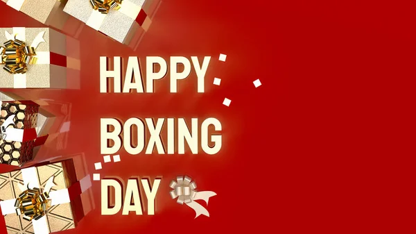 Gift Box Gold Text Boxing Day Shopping Concept Rendering — Stock Photo, Image