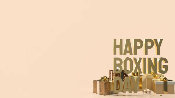 Gift Box Gold Text Boxing Day Shopping Concept Rendering — Stock Photo, Image