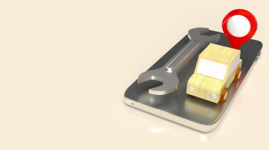 servis uygulaması 3d hazırlama için mobil üzerindeki araba ve araç