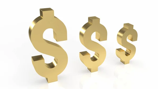 Simbolo Del Dollaro Oro Sfondo Bianco Concetto Business Rendering — Foto Stock