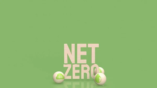 Legno Testo Netto Zero Eco Carbon Free Concetto Rendering — Foto Stock