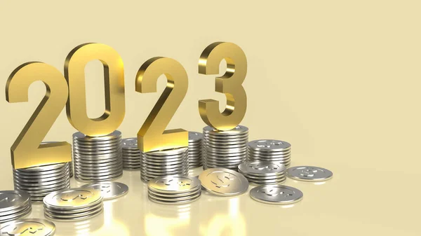 2023 Goud Munten Voor Zakelijk Concept Rendering — Stockfoto