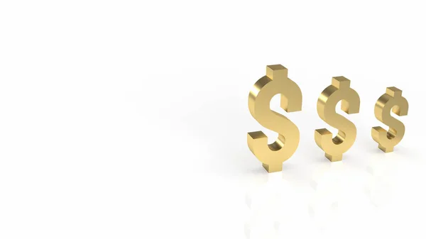 Símbolo Dólar Ouro Fundo Branco Para Conceito Negócio Renderização — Fotografia de Stock