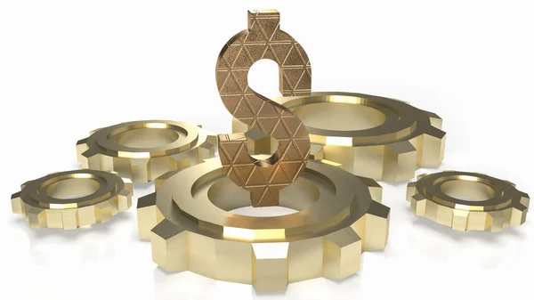 Símbolo Del Dólar Oro Engranaje Sobre Fondo Blanco Para Concepto — Foto de Stock