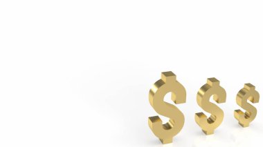 İş konsepti 3D görüntüleme için beyaz arkaplanda altın dolar sembolü
