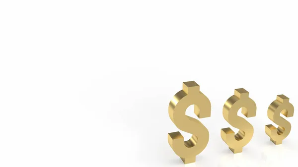Goud Dollar Symbool Witte Achtergrond Voor Business Concept Rendering — Stockfoto