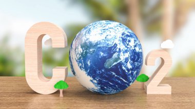 CO2 konsepti için metin ve dünya 3D oluşturma