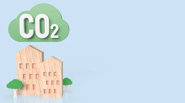 Das Heimische Holz Und Die Grüne Wolke Für Das Co2 — Stockfoto