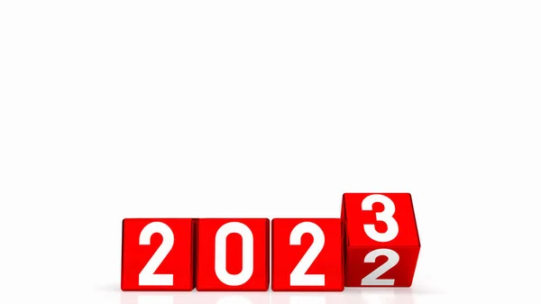 2023 Numero Sul Cubo Rosso Nuovo Anno Concetto Business Renderin — Foto Stock