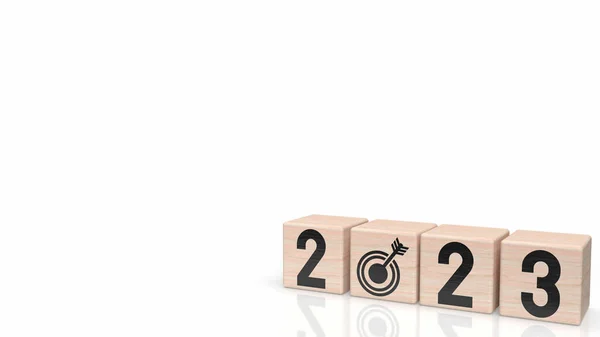 2023 Number Wood Cube New Year Business Concept Rendering — Stock Photo, Image