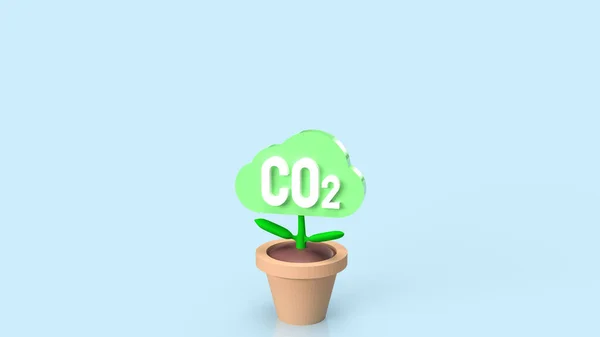 Co2 Cloud Tree Eco Ecology Concept Rendering — Stock fotografie