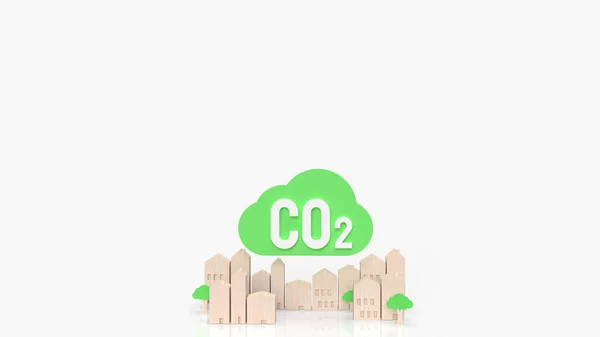 Nube Verde Co2 Ciudad Madera Para Huella Carbono Eco Concepto —  Fotos de Stock