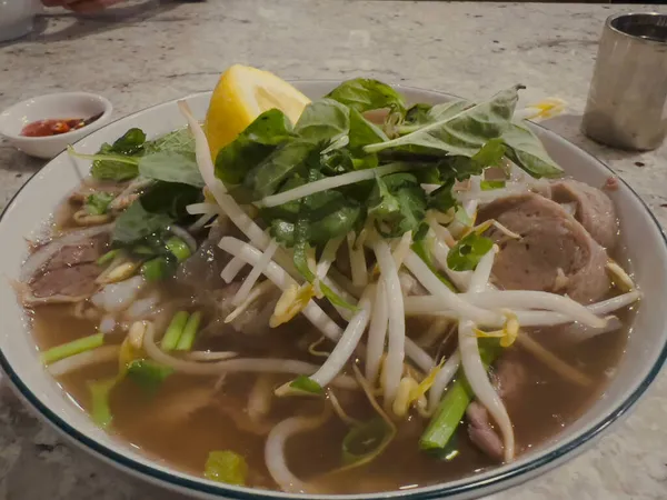 Pho Sopa Macarrão Carne Vietnamita Cozinha Asiática — Fotografia de Stock