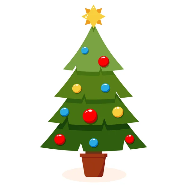 Geschmückter Weihnachtsbaum Auf Weißem Hintergrund Vektorillustration Stockvektor