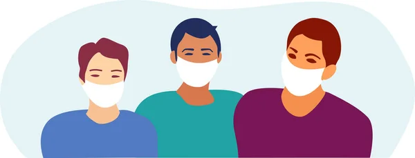 Birbirleriyle konuşan ve gülen çocuklar. Tıbbi maske takan çocuklar. Öğrenciler. Düz biçimli vektör illüstrasyonu