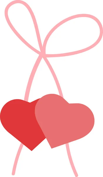 İki kalp bir kurdele ile birleşti. Vektör illüstrasyonu. 