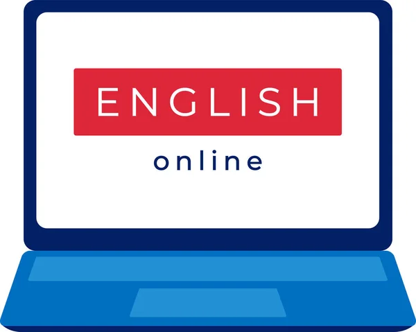 Learning English Text English Online Screen Online Education Concept Vector — стоковий вектор