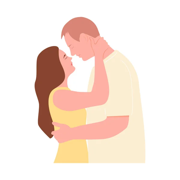 Man Woman Hugging Vibes Love Flat Vector Illustration — Vetor de Stock