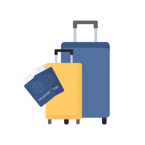 Two Suitcases Two Passports Tickets Flat Vector Illustration Stockvektor