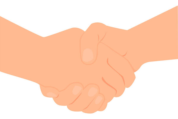 Two hands making handshake. Handshake. White background. Flat vector illustration.