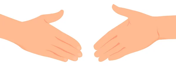 Дві Руки Рухаються Один Одного Рукостискання Білий Фон Плоска Векторна — стоковий вектор