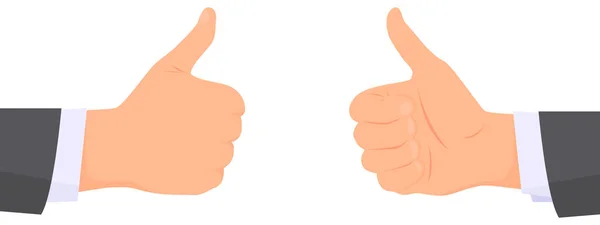 Дві Руки Діловому Костюмі Спрямовані Один Одного Показуючи Великі Пальці — стоковий вектор