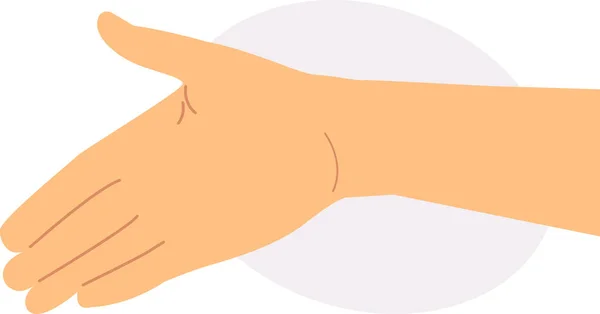Hand Mit Offener Handfläche Freundschaftsgeste Leicht Violette Ellipsenform Hintergrund Flache — Stockvektor