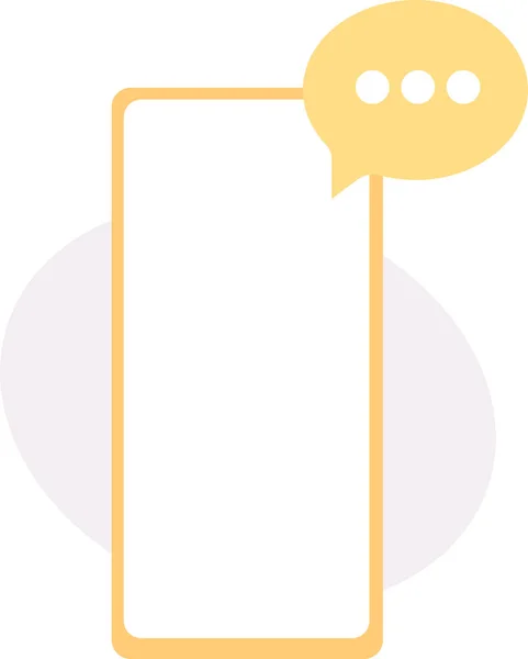 Mesajlı akıllı telefon. Açık mor elips şekilli arka plan. Düz vektör illüstrasyonu.