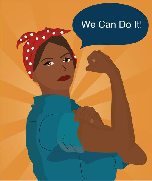 Сильная женщина. Женская сила. Мы справимся. Ретро-плакат.