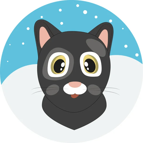 Gato Bonito Com Fundo Neve — Vetor de Stock