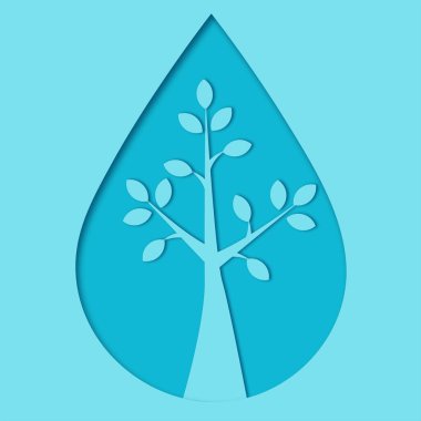 Kağıt biçimli suyla çevrili ağaç