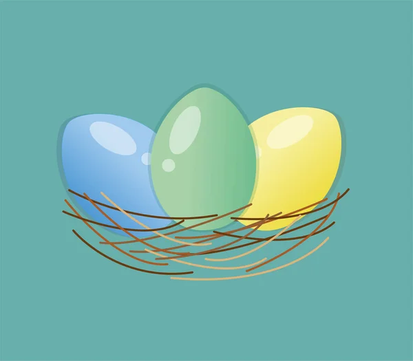 Bunte Eier Nest — Stockvektor