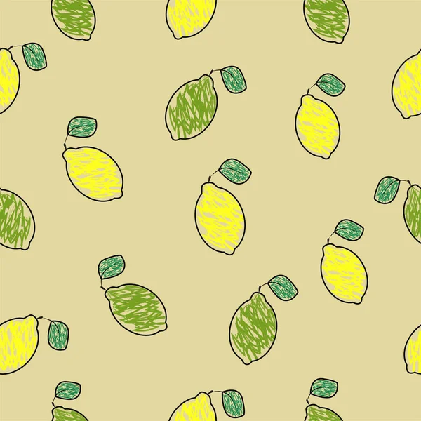 Nahtloses Muster Mit Zitrone Und Limette — Stockvektor