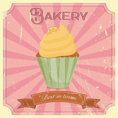 Pastane için retro poster ya da kek ile şekerci dükkanı.
