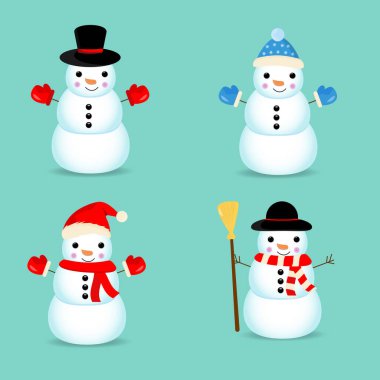 Farklı şapkalı bir kardan adam.