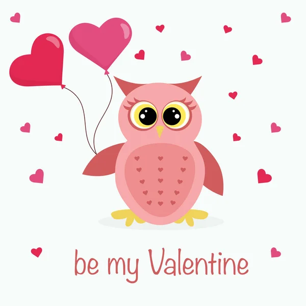 Valentine Greeting Card Owl Love — Stock Vector