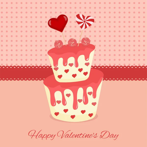 Valentine Day Greeting Card Cake Lollipops — Stock Vector