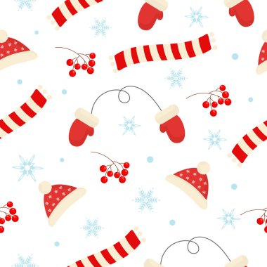 Seamless pattern with winter elements.