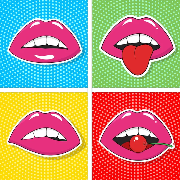 Vintage Poster Lips Pop Art Style — Stock Vector