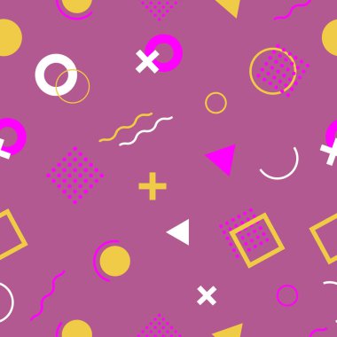 Memphis stilinde geometrik ögeye sahip kusursuz desen.