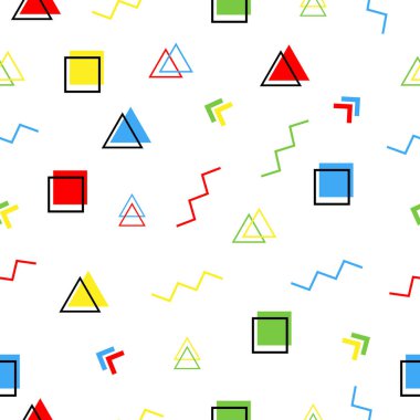 Geometrik elementlerle kusursuz desen. Memphis tarzı.